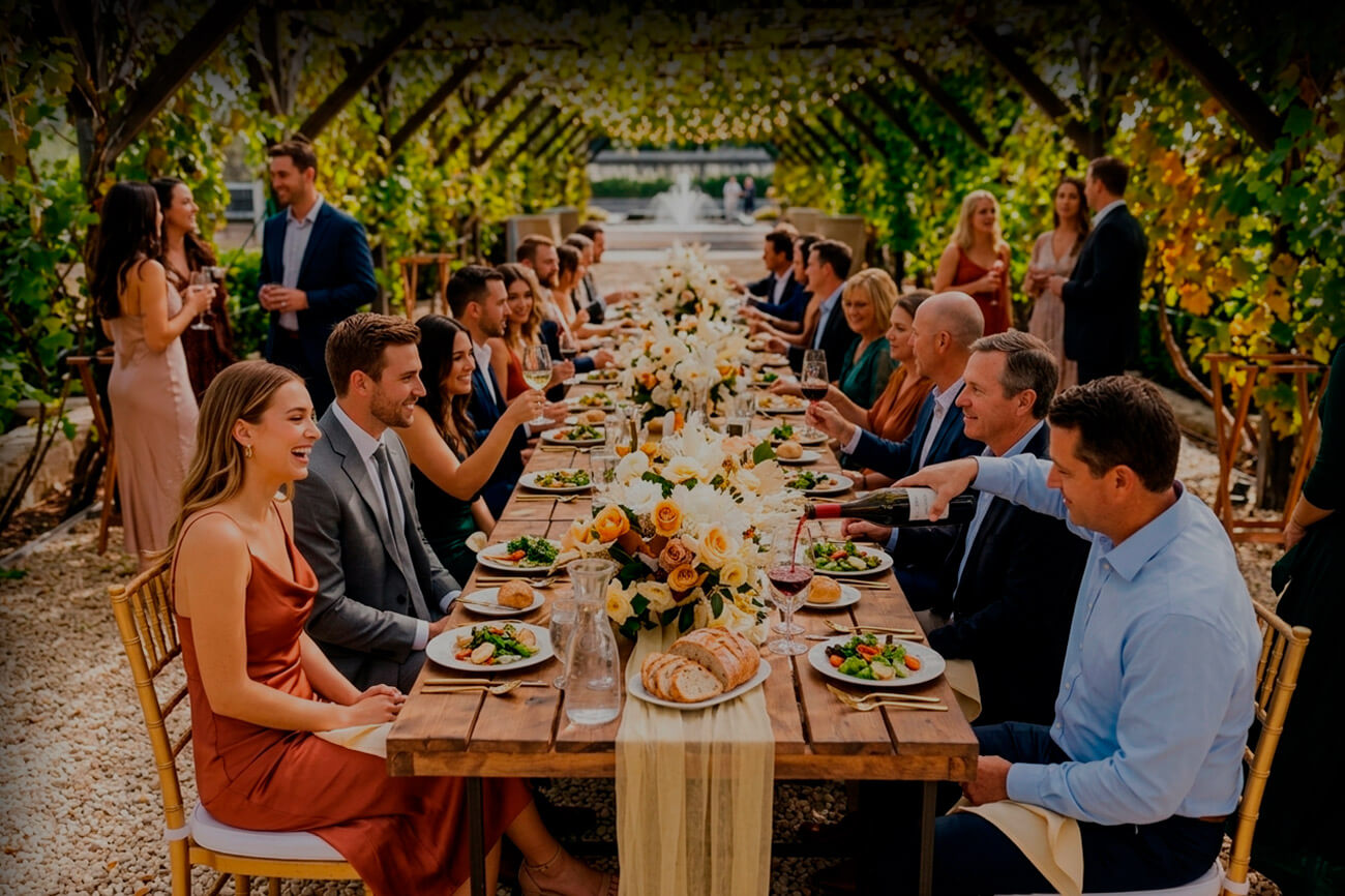 Mesa de casamento em jardim